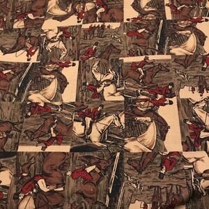 Vintage 1992 Echo Design Group Scenes From A Hunt Equestrian Fabric Print 3 yard